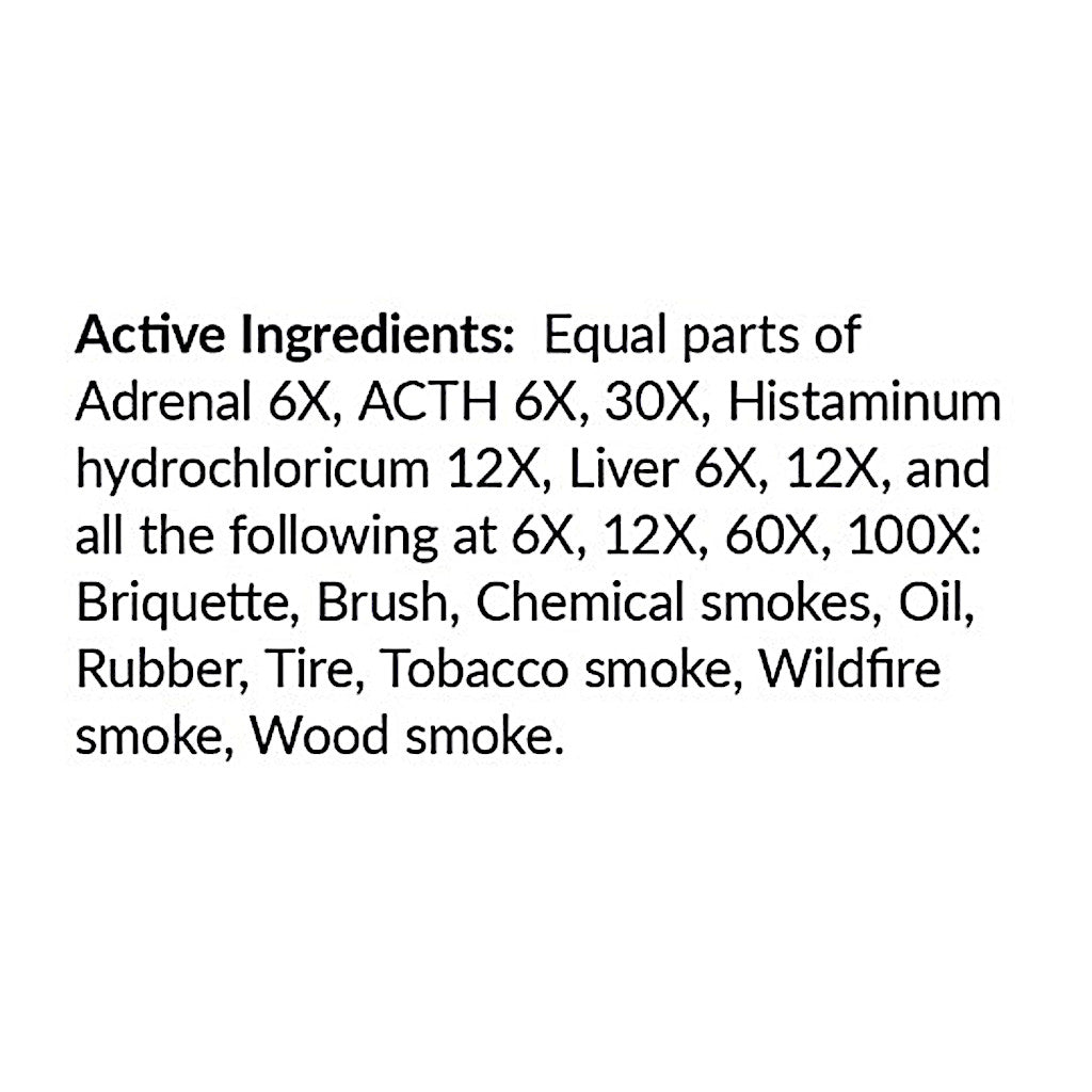 List of active ingredients on a white background