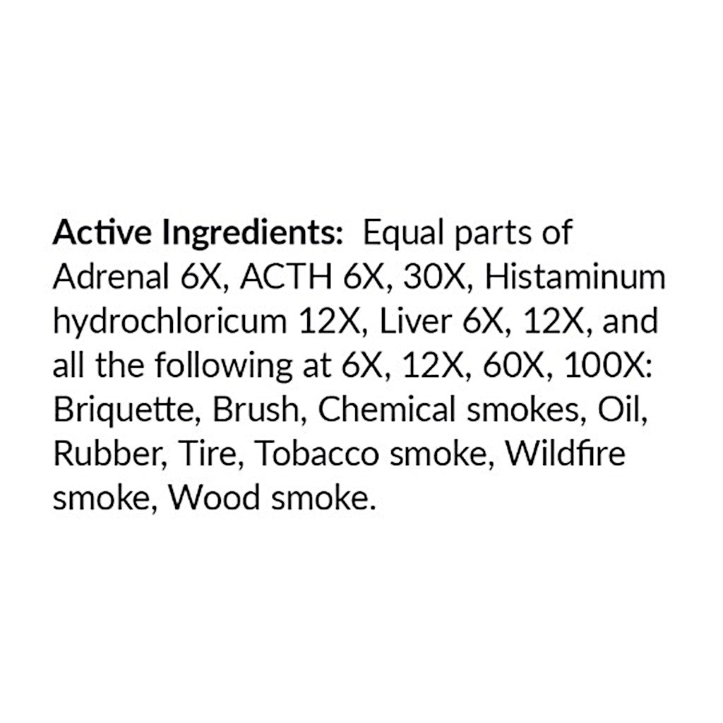 List of active ingredients on a white background