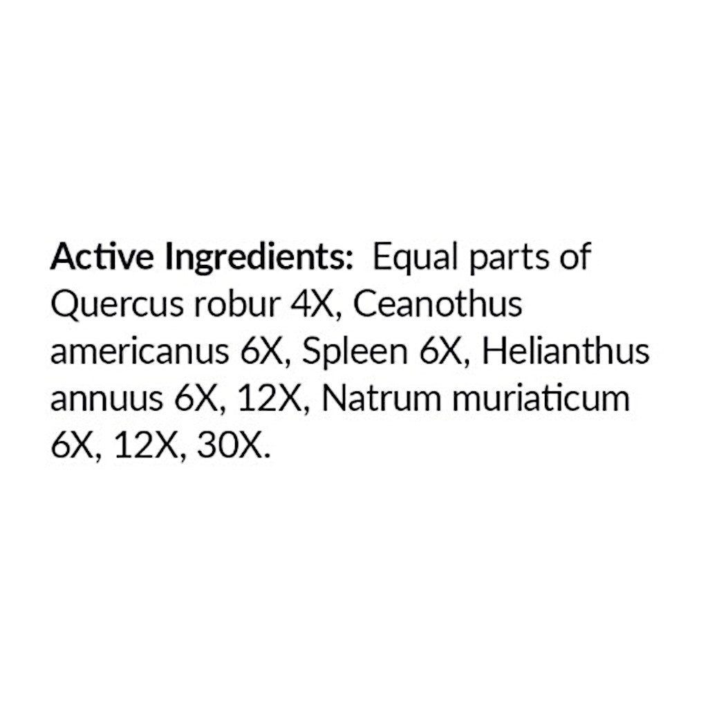 List of active ingredients on a white background