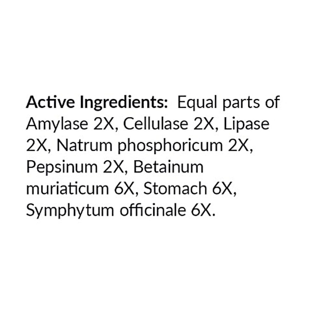List of active ingredients on a white background