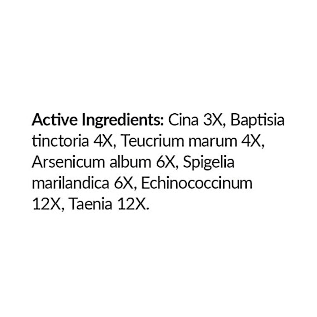 List of active ingredients on a white background