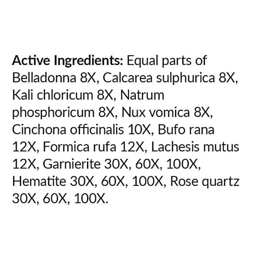 List of active ingredients on a white background
