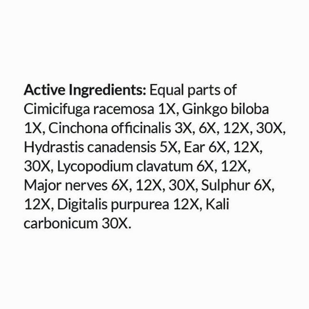List of active ingredients on a white background