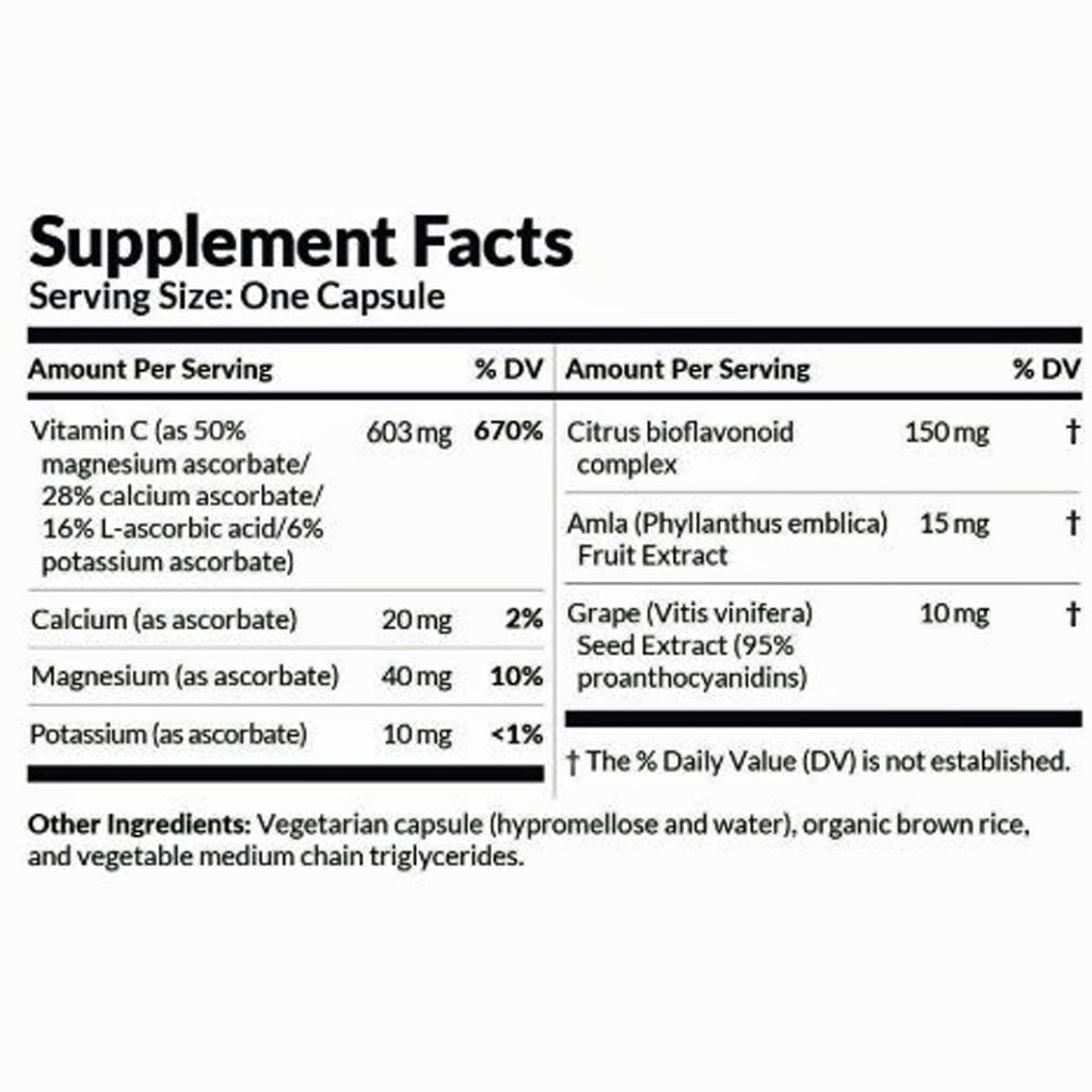 Supplement facts label with detailed nutritional information on a white background