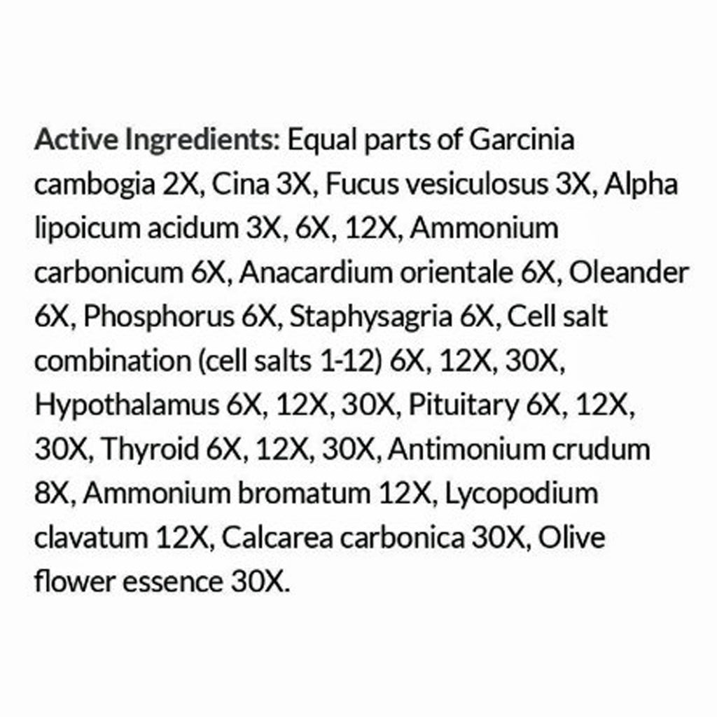 List of active ingredients on a white background