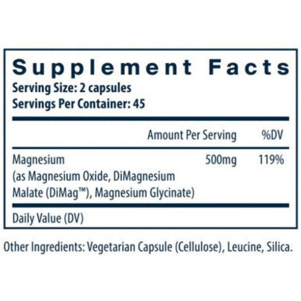 Triple mag, ingredient label, promotes neurocognitive health, emotional wellness, mild muscle cramping