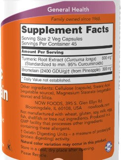 NOW Turmeric & Bromelain 90vc