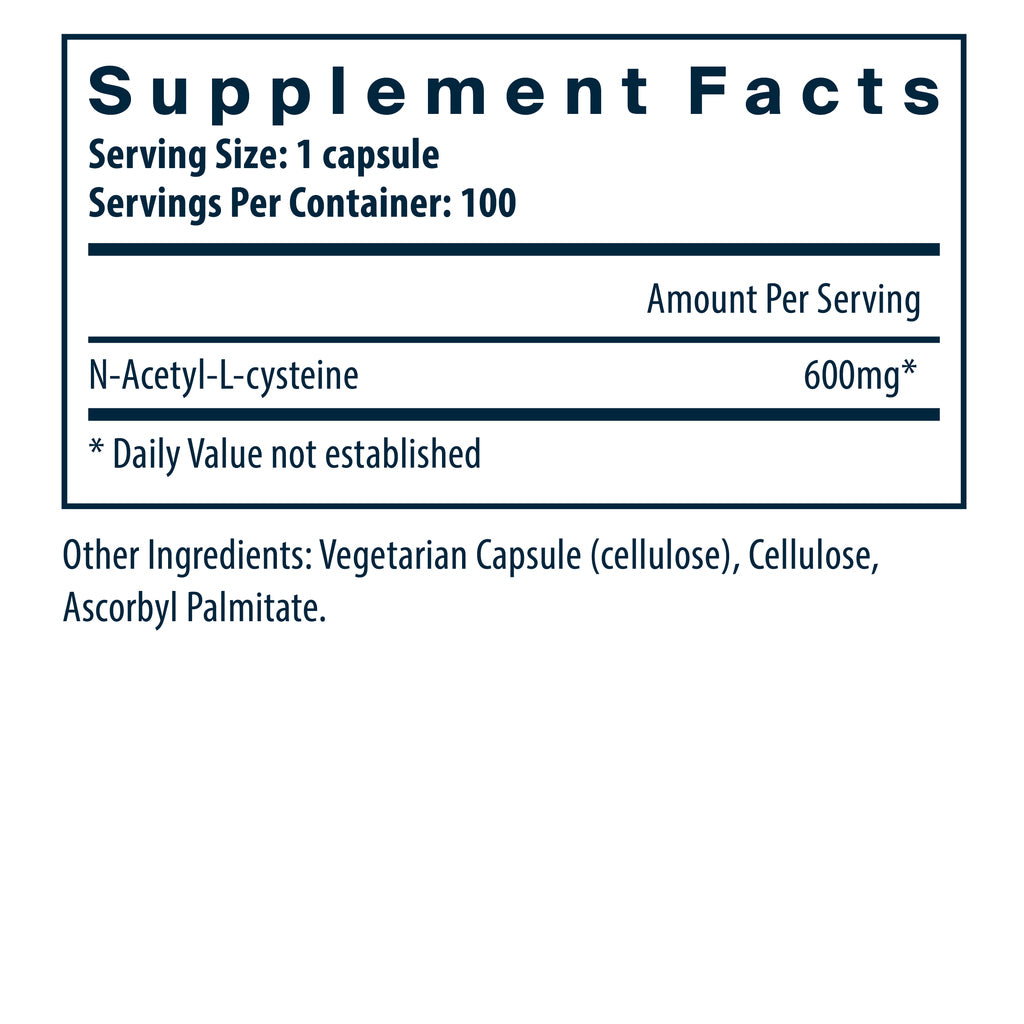 Vital Nutrients NAC (N-Acetyl-l-Cysteine) 600mg 100vc