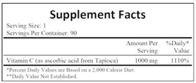 Ecological Formulas Vitamin C-1000 from Tapioca 90c