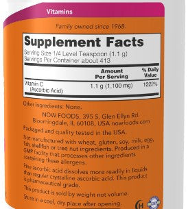NOW Vitamin C Crystals Pure ascorbic acid powder 1 lb