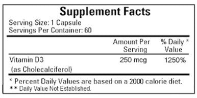 Cardiovascular Research Vitamin D3 (High Potency) 250mcg 60c