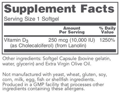Protocol for Life Balance Vitamin D3 10,000 IU 120sg