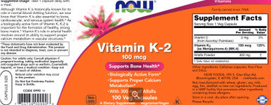 NOW Vitamin K2 100mcg 100vc