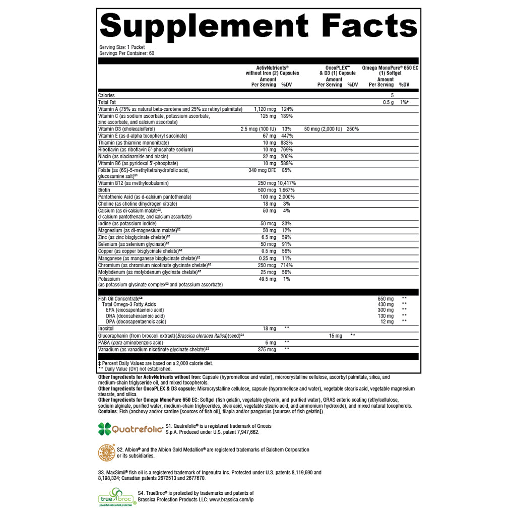 Xymogen ActivEssentials w/OncoPLEX & D3 60 packets