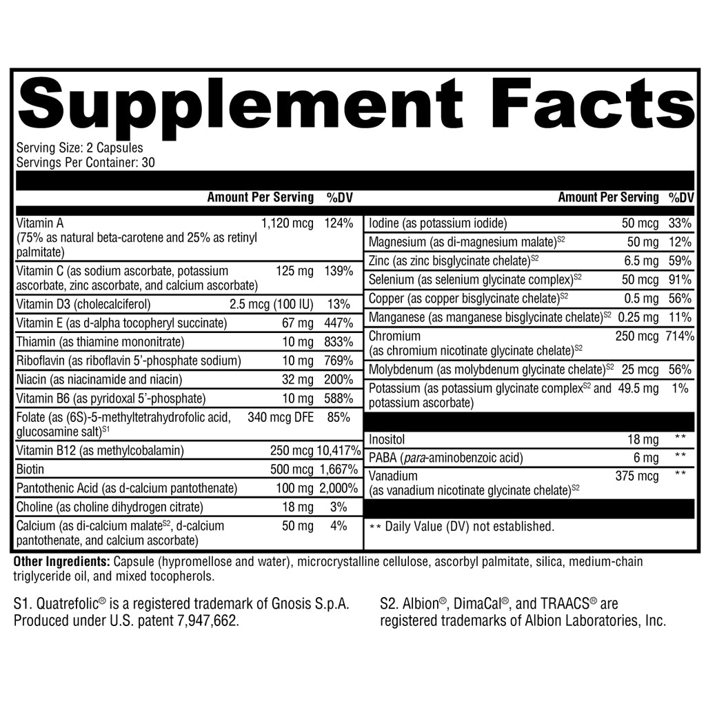 Xymogen ActivNutrients without Iron 60c