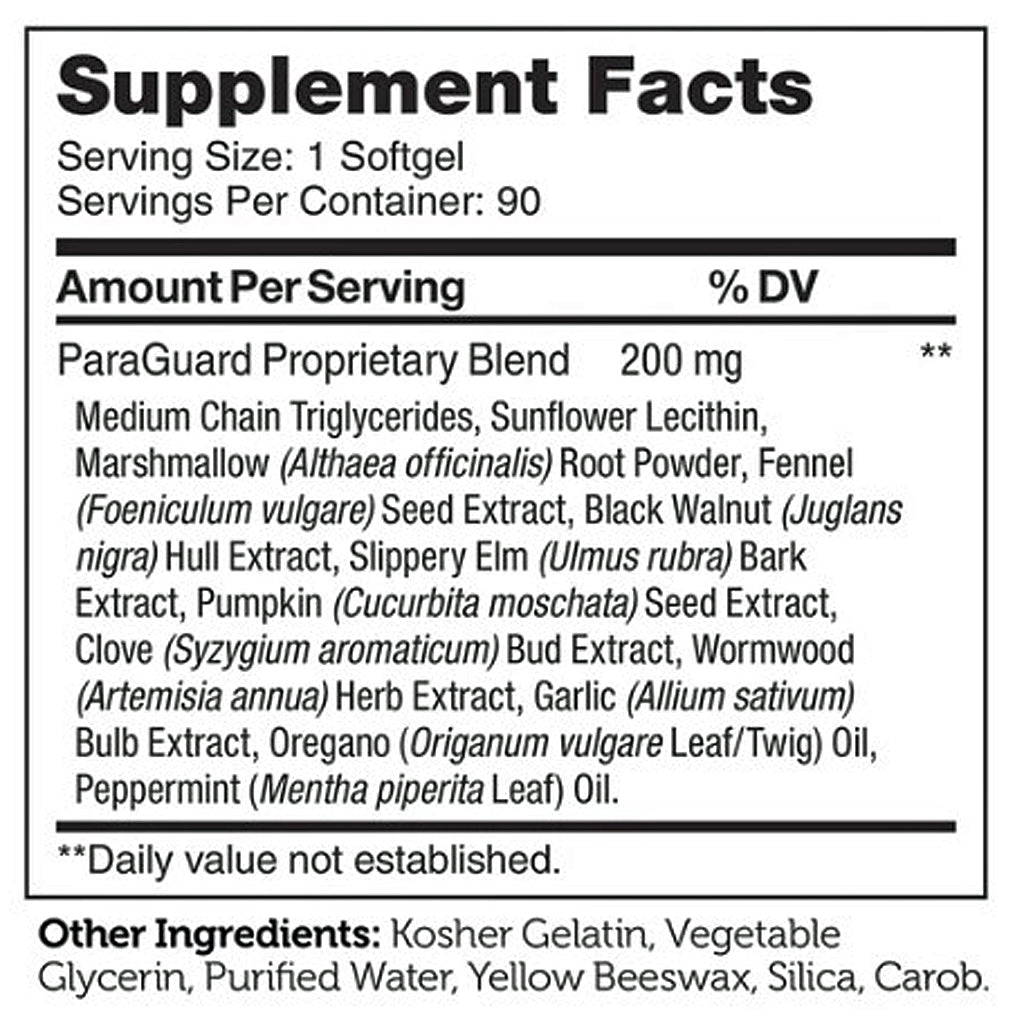 Supplement facts label with detailed ingredient list on a white background