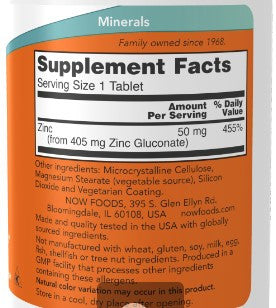 NOW Zinc Gluconate 50mg 100t