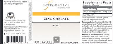 Integrative Therapeutics Zinc Chelate 30mg 100c
