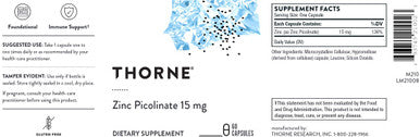 Thorne Zinc Picolinate 15mg 60c
