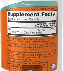 NOW Zinc Picolinate 50mg 60vc
