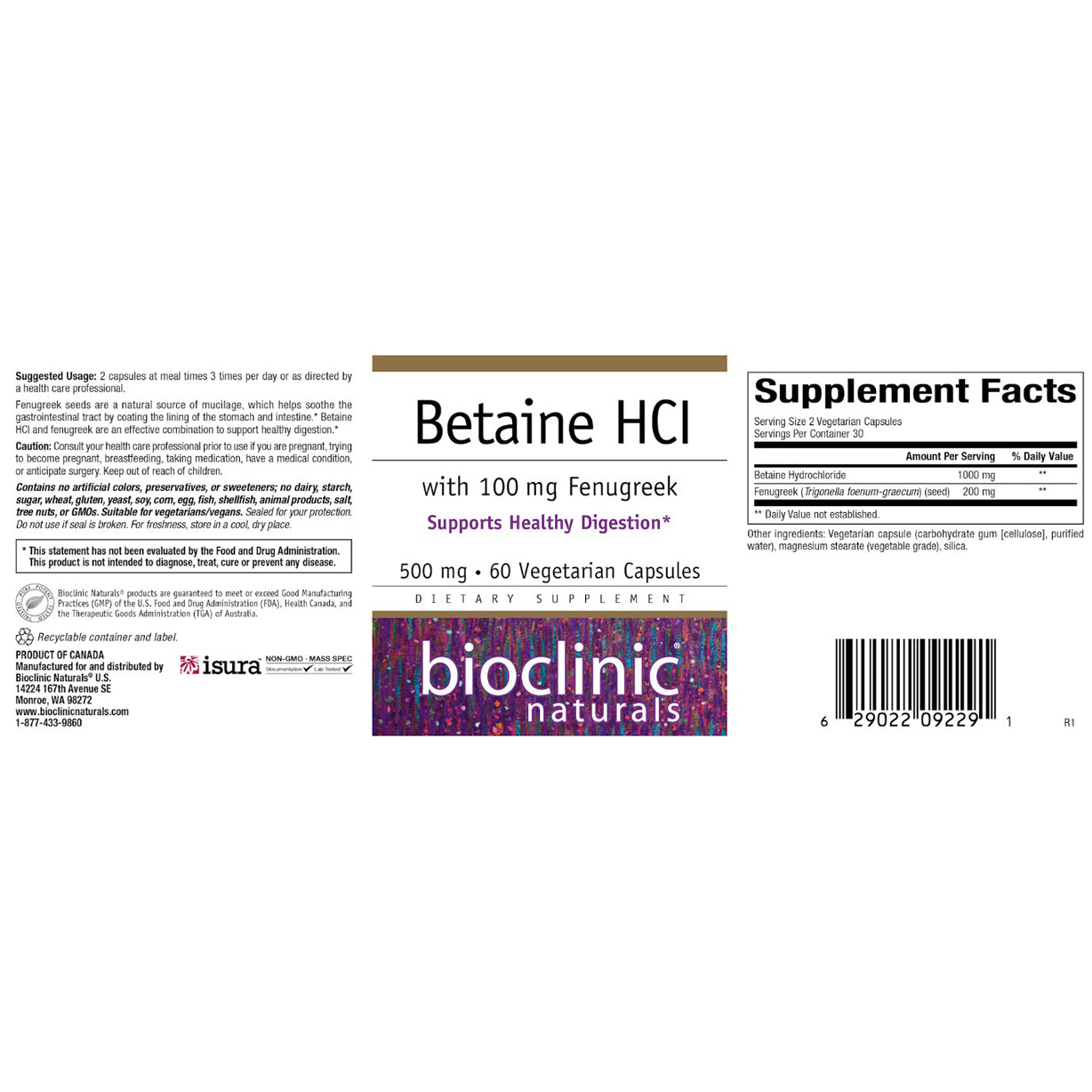 Bioclinic Naturals Betaine HCl 60vc