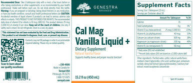 Genestra Cal Mag Vanilla Liquid + 15.2 oz (450ml)