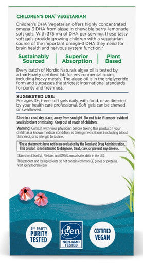 Nordic Naturals Children's DHA vegetarian (Berry Lemonade) 120 mini chew softgels