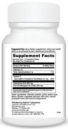DaVinci Laboratories CoQ10 - DMG 300/300 60 orange flavored chewable tablets