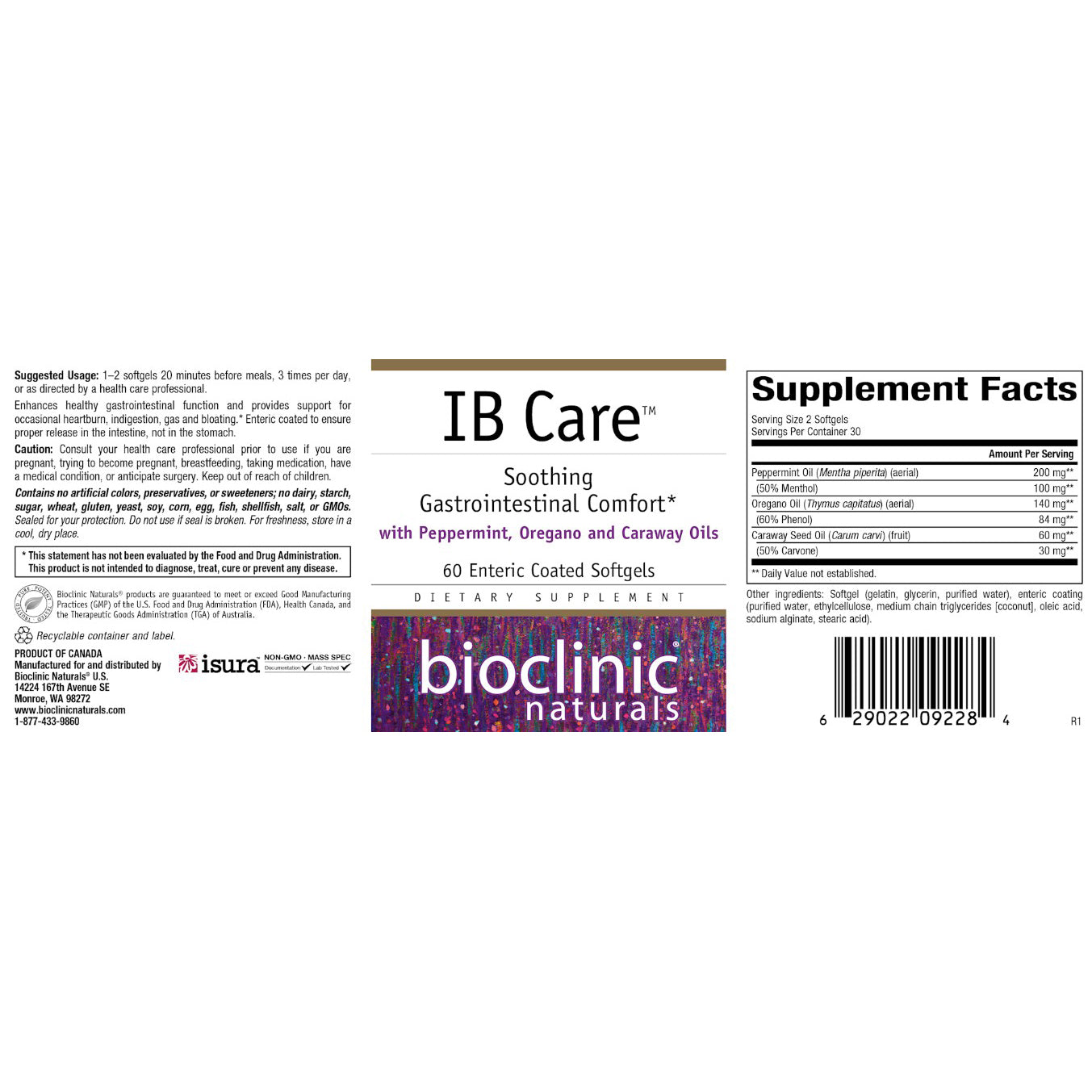Bioclinic Naturals IB Care 60 Enteric Coated Softgels