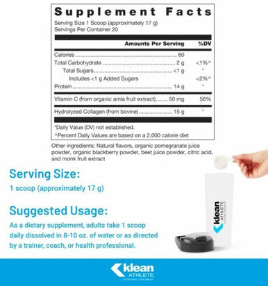 Klean Athlete Klean Collagen + C Powder Berry Flavor 12oz (340g)