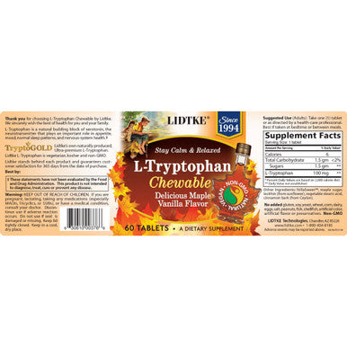 Lidtke Technologies L-Tryptophan Chewable Maple Vanilla 60T