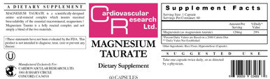 Cardiovascular Research Magnesium Taurate 60vc