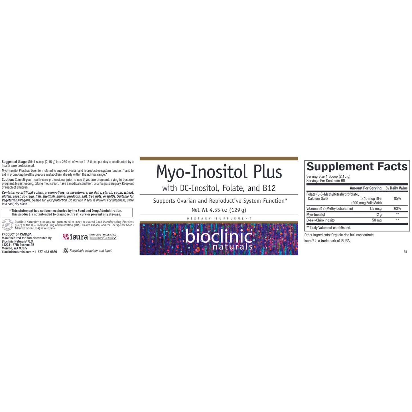 Bioclinic Naturals Myo-Inositol Plus Powder 4.55 oz