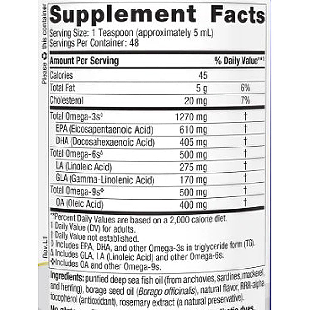Supplement facts label with nutritional information on a white background