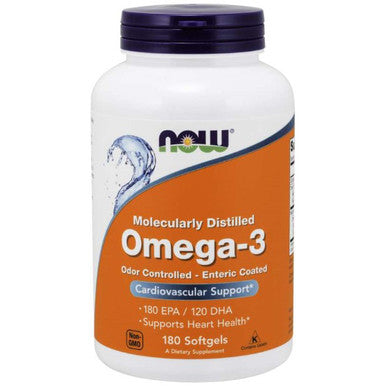 NOW Omega-3 Molecularly Distilled & Enteric Coated 180sg