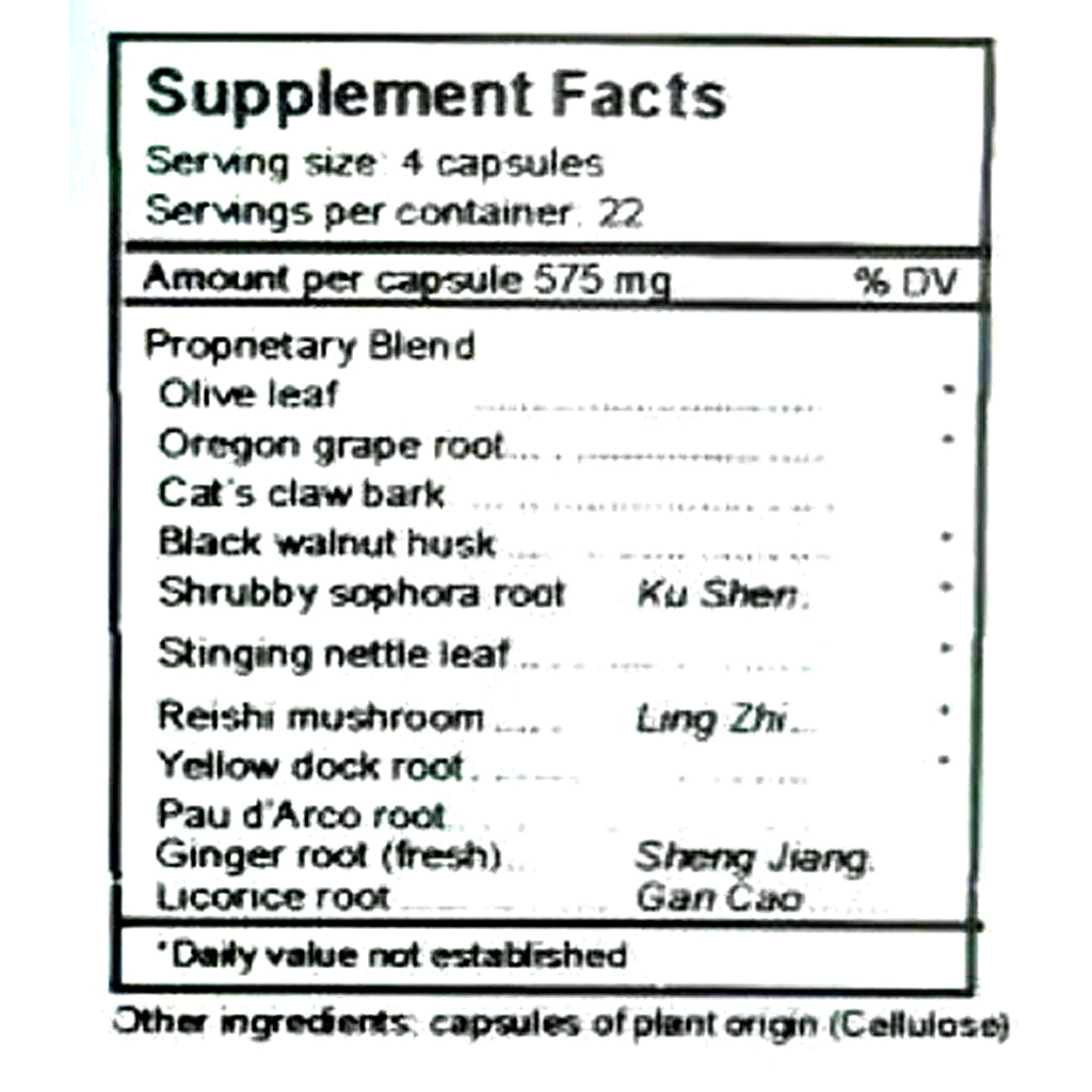 Supplement facts label with ingredients listed on a white background