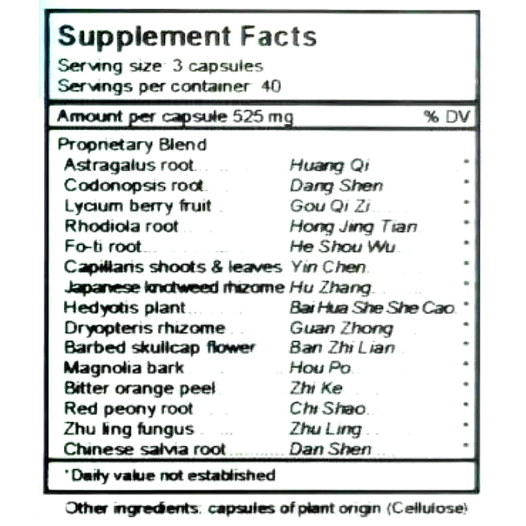 Supplement facts label with list of ingredients on a white background