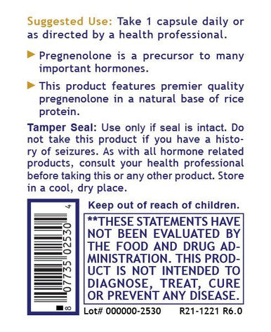 Premier Research Labs Pregnenolone, Premier 60 vegetarian capsules