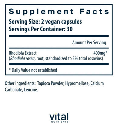 Vital Nutrients Rhodiola Rosea 60vc