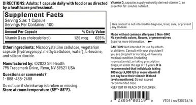 SFI Health Vitamin D3 5,000 IU 100c