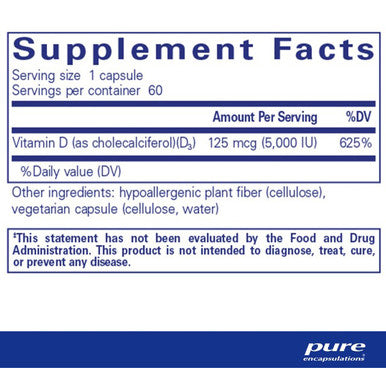 Pure Encapsulations Vitamin D3 125 mcg (5,000 IU) 60c