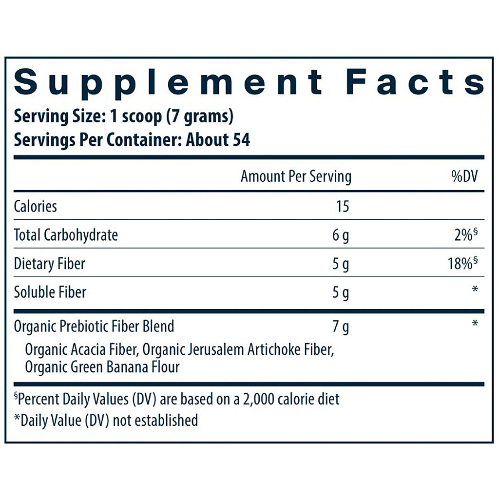 Supplement facts label with nutritional information on a white background