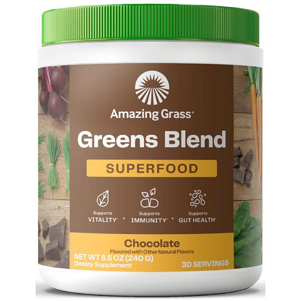 Amazing Grass Greens Blend Superfood Chocolate Powder (8.5oz) 30 servings