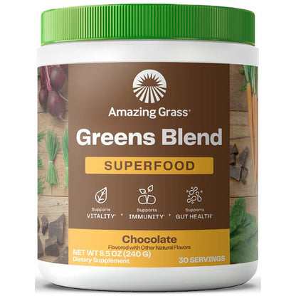Amazing Grass Greens Blend Superfood Chocolate Powder (8.5oz) 30 servings
