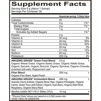 Amazing Grass Greens Blend Superfood Chocolate Powder (8.5oz) 30 servings