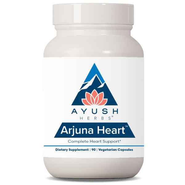 Ayush Herbs Arjuna Heart dietary supplement bottle on a white background