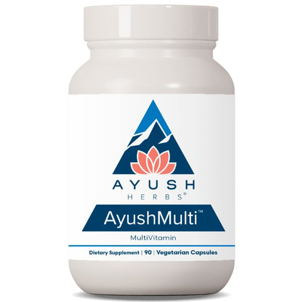 Ayush Herbs AyushMulti multivitamin bottle on a white background