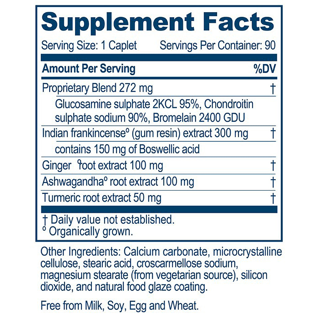 Supplement facts label with detailed ingredient list on a white background