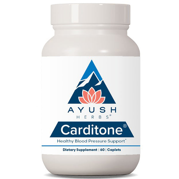 Ayush Herbs Carditone supplement bottle on a white background