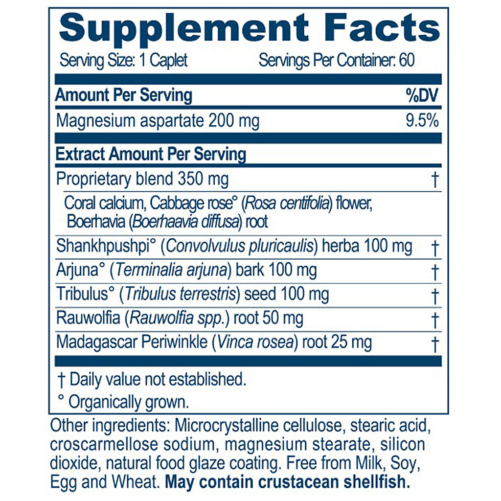 Supplement facts label with detailed ingredient list on a white background